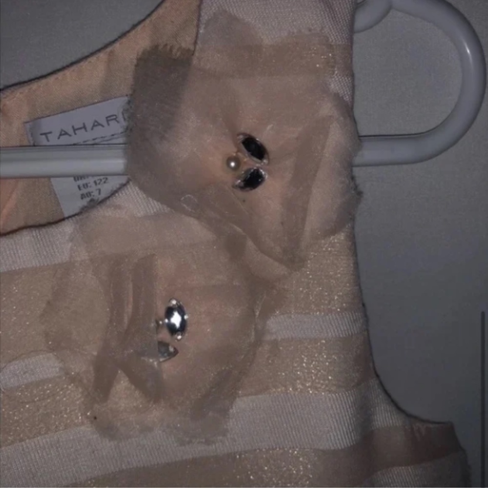 Kid's Tahari Pink Striped Formal Dress - Picture 5 of 10